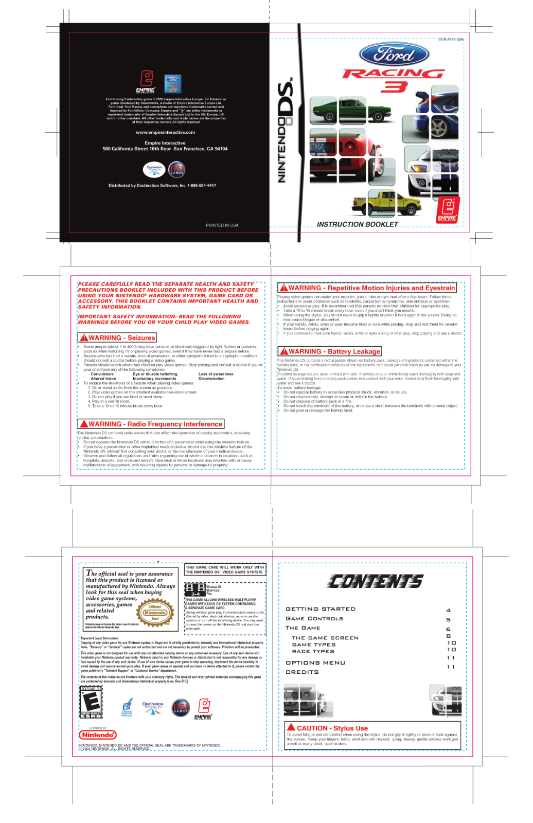 Games Nintendo DS FORD RACING 3 User Manual