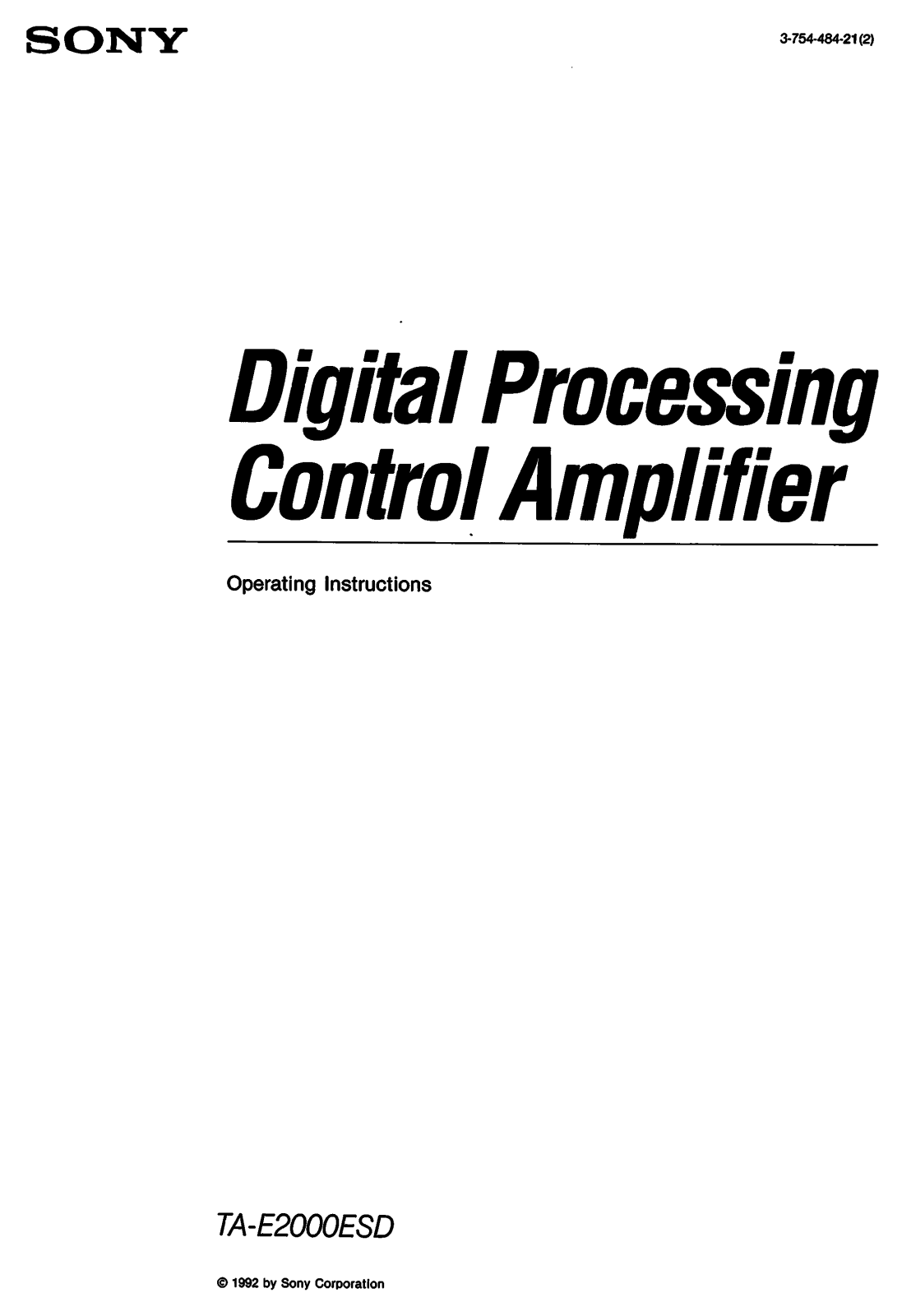 Sony TA-E2000ESD User Manual