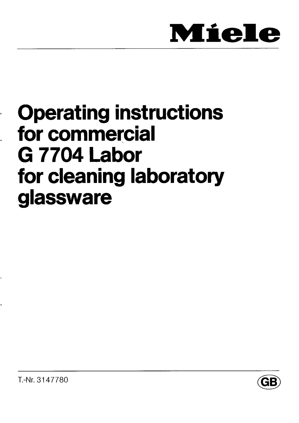 Miele G 7726, G 7727, G 7728 Operating instructions