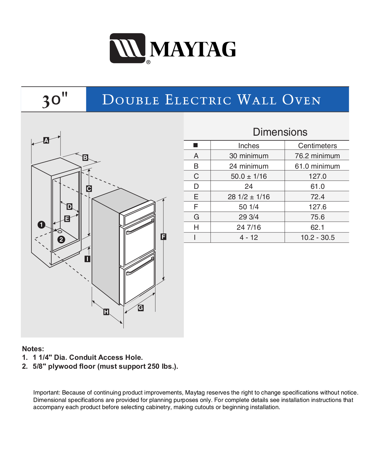 Maytag MEW5630DDS, MEW5630DDW Dimension Guide