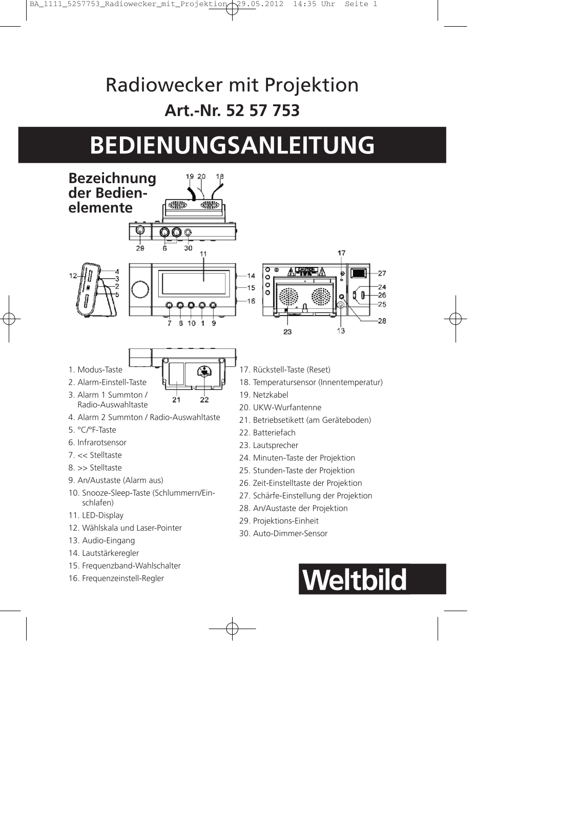 Weltbild 52 57 753 User Manual