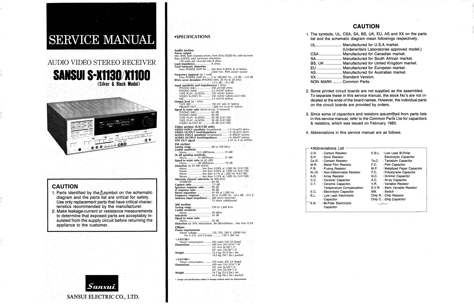 Sansui S-X1100 Service Manual