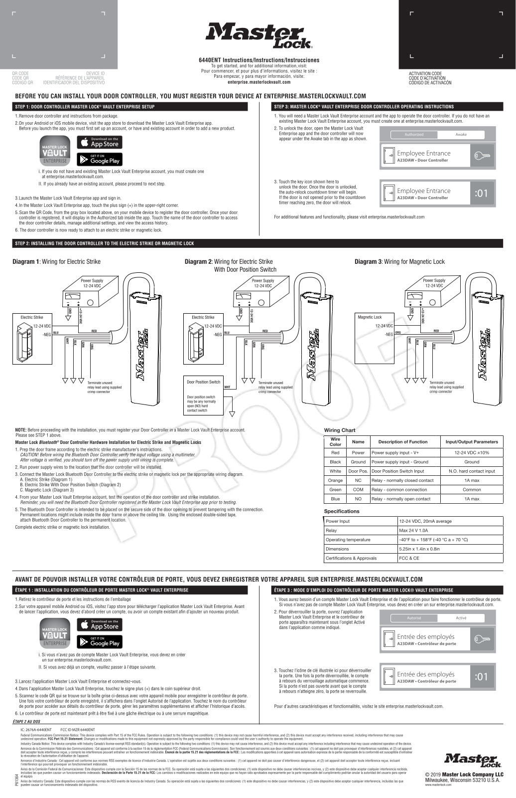 Master Lock 6440ENT Users Manual