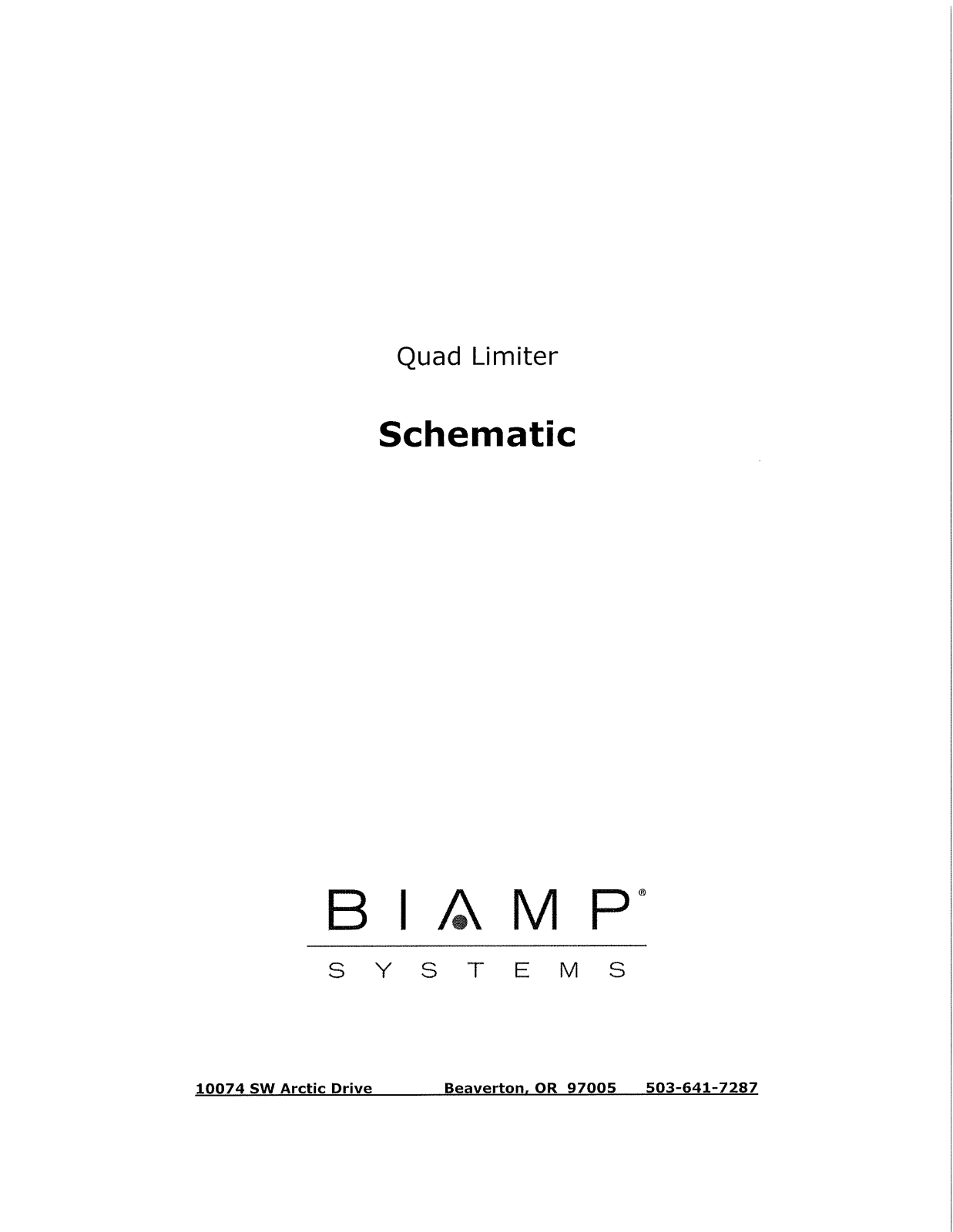 Biamp QUAD LIMITER User Manual