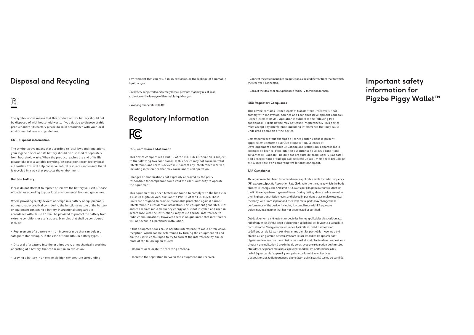 Pigzbe PIGZB1 User Manual