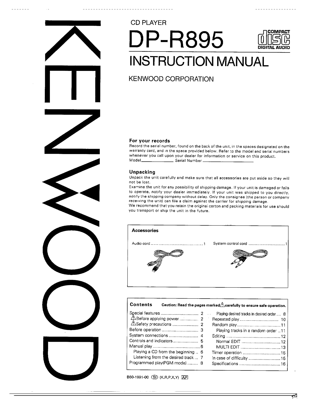 Kenwood DP-R895 User Manual