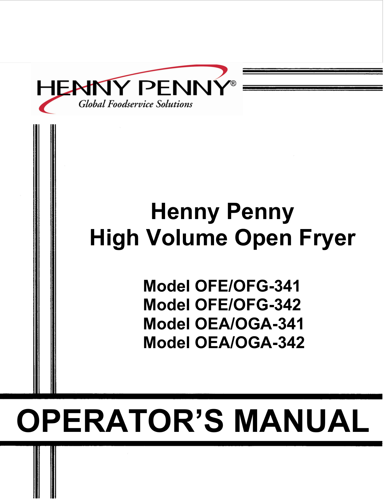 Henny Penny OFE-341, OFG-341 User Manual