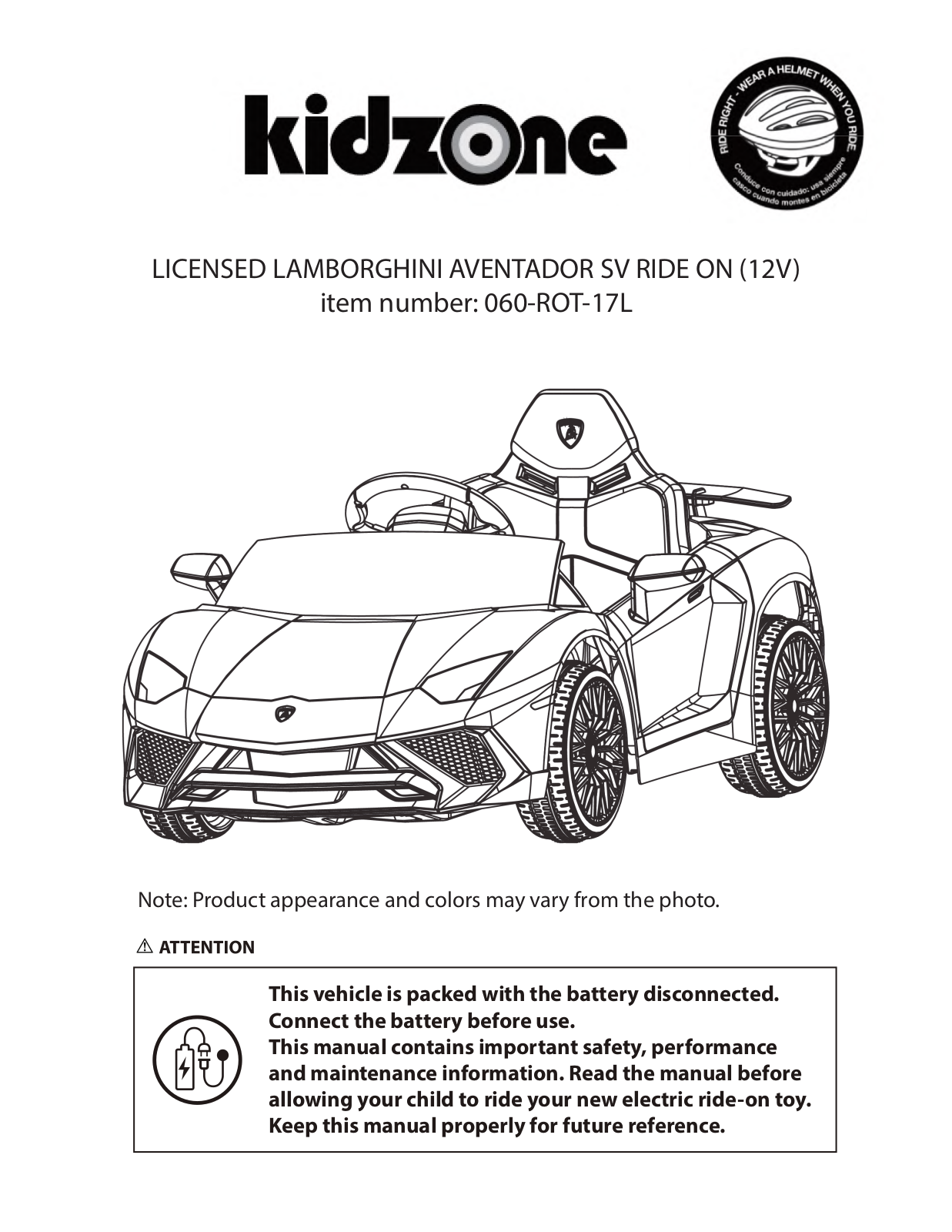 KIDZONE 060-ROT-17L User manual