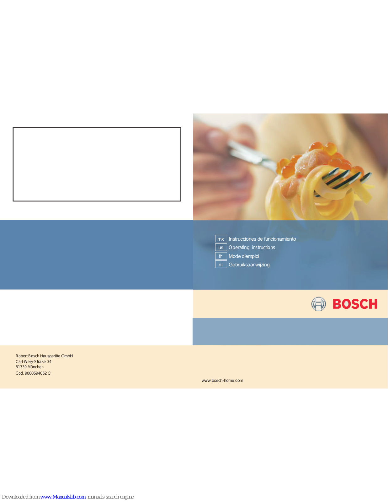 Bosch PCQ715A90V, PCR915B91V, PCQ715A80V, PCQ715M90V, PCT915B91V Operating Instructions Manual