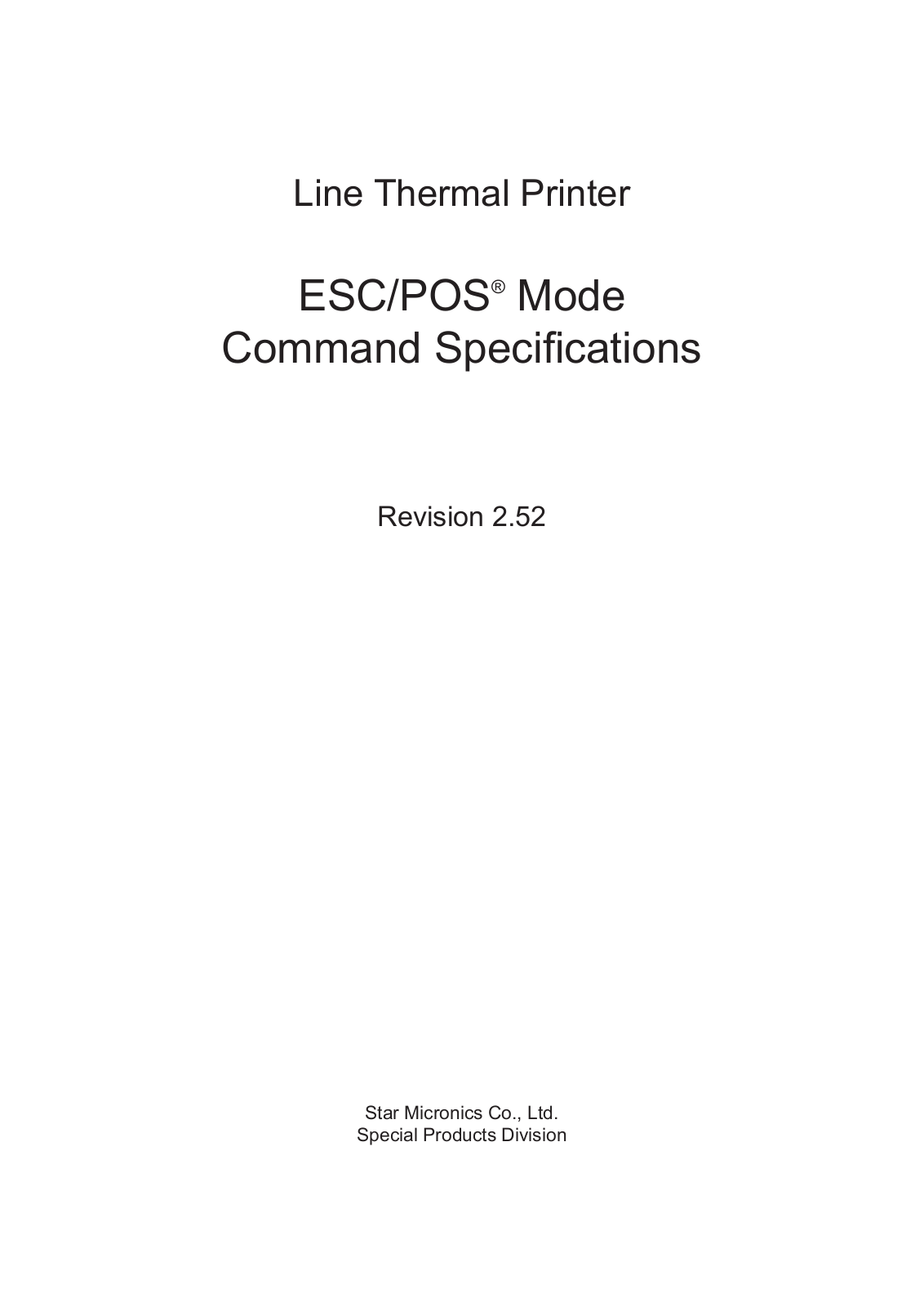 Star Micronics ESC/POS User Manual