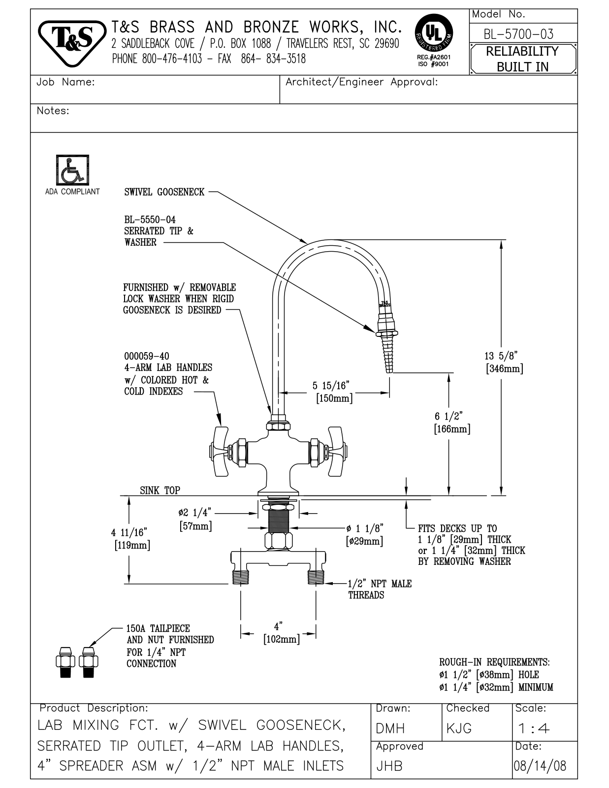 T & S Brass & Bronze Works BL-5700-03 General Manual