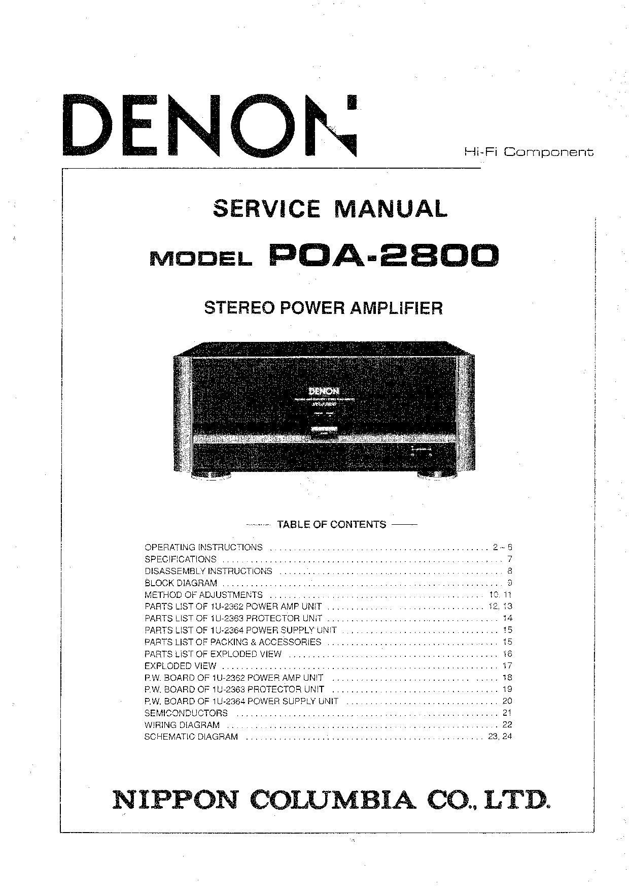 Denon POA-2800 Service Manual
