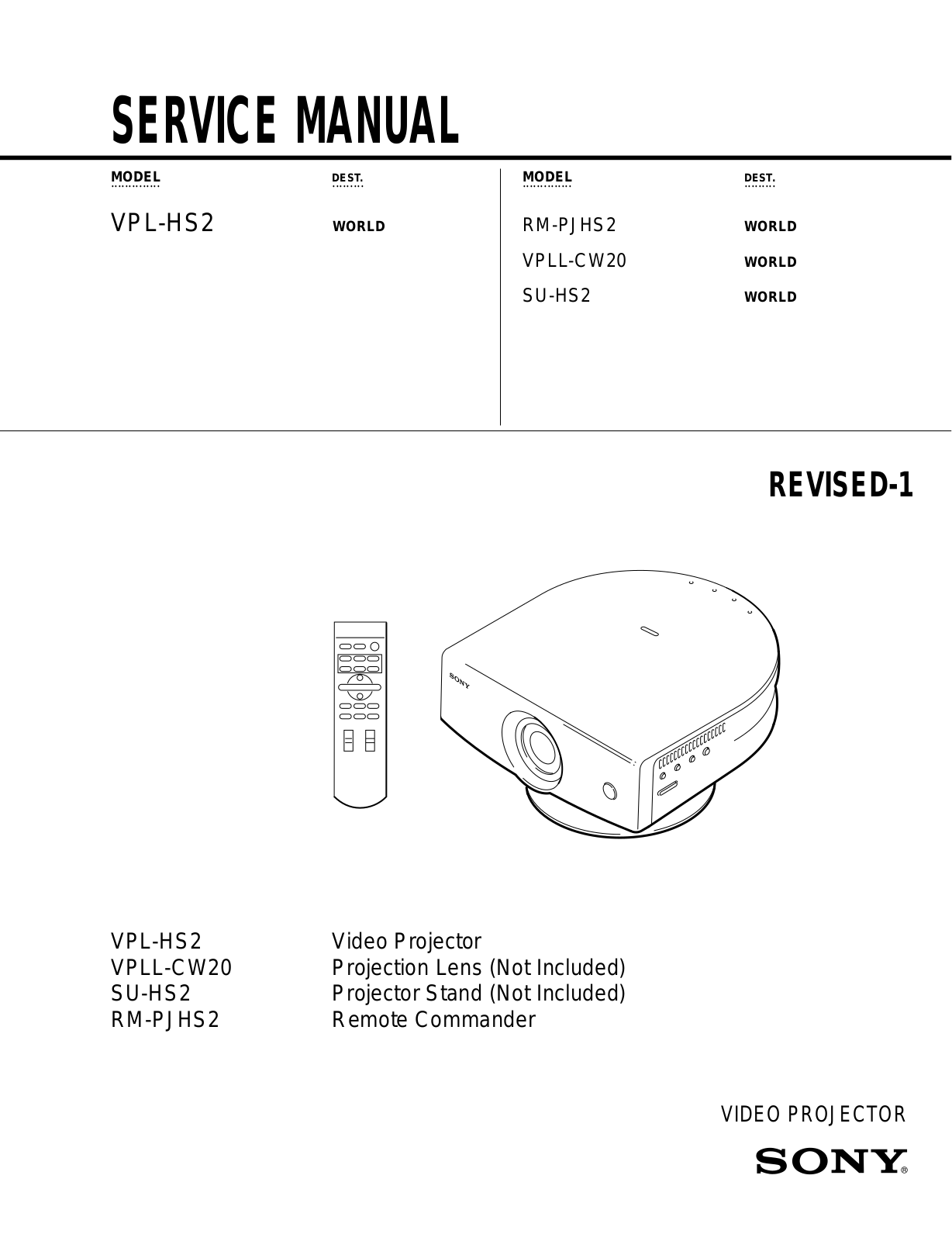 Sony VPLHS-2 Service manual