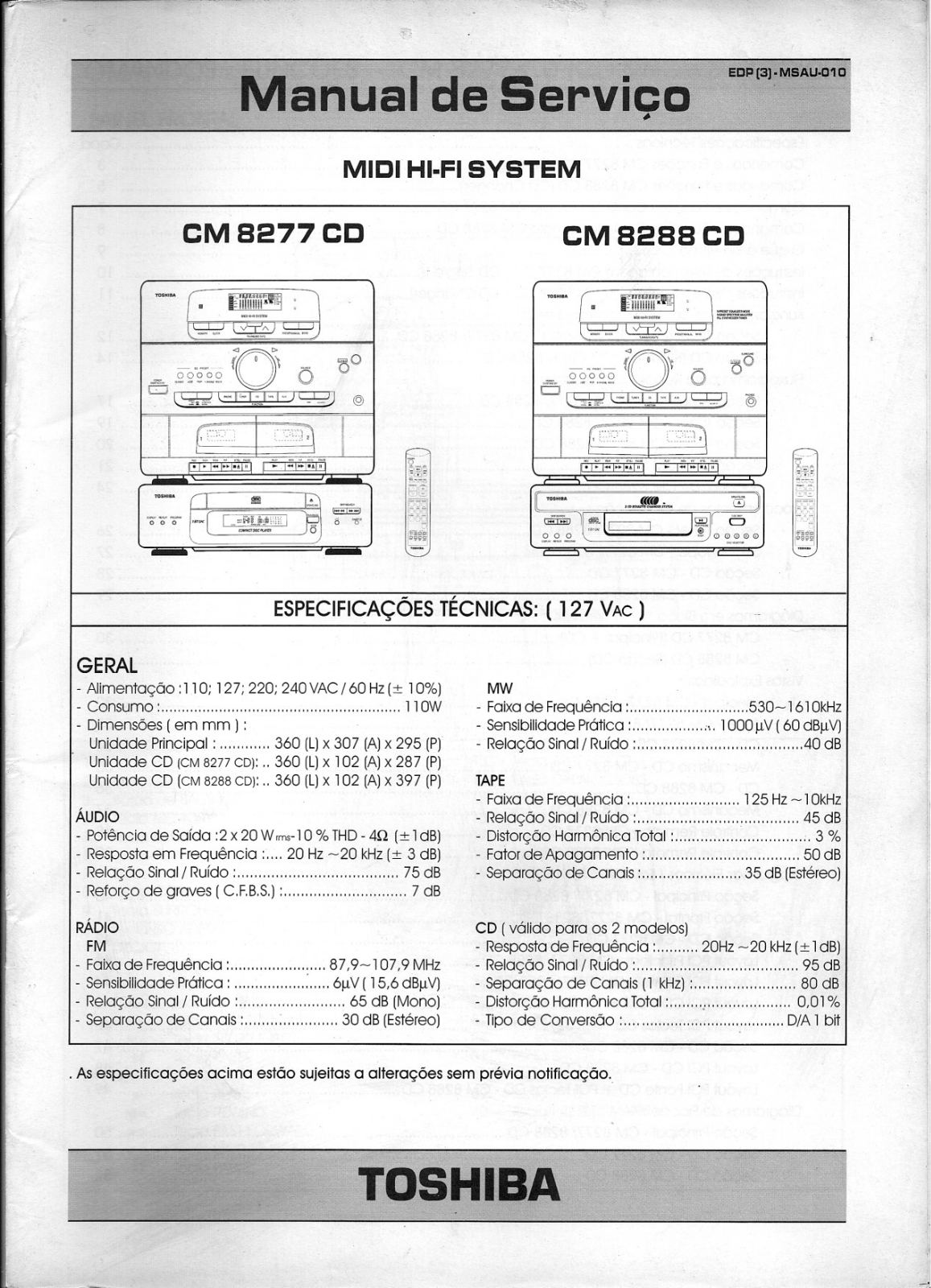Toshiba CM-8277CD, CM-8288CD Schematic