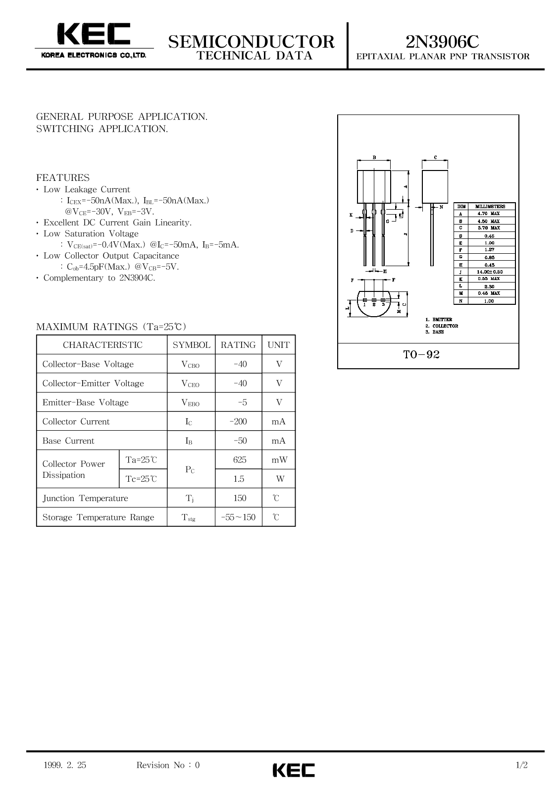 Korea Electronics Co  Ltd 2N3906C Datasheet