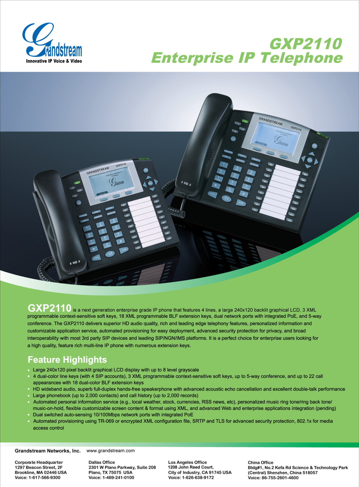 Grandstream GXP2110 DATASHEET