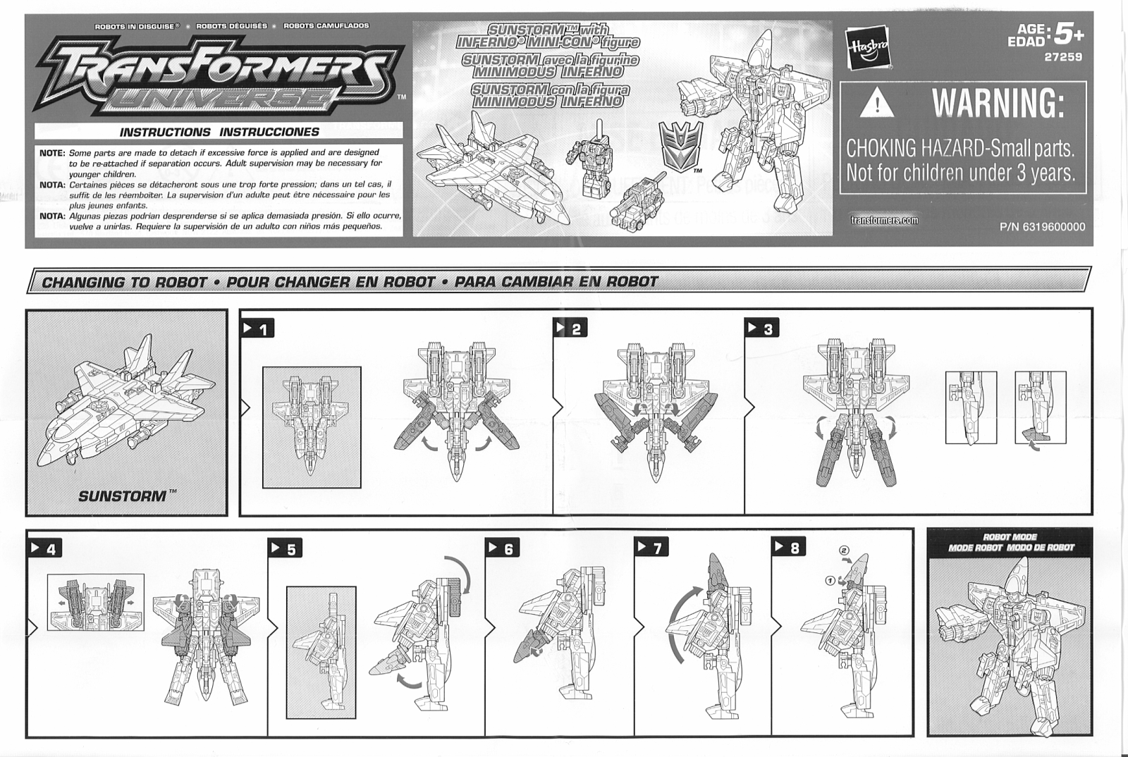 HASBRO Transformers Universe Sunstorm Inferno Minicon User Manual