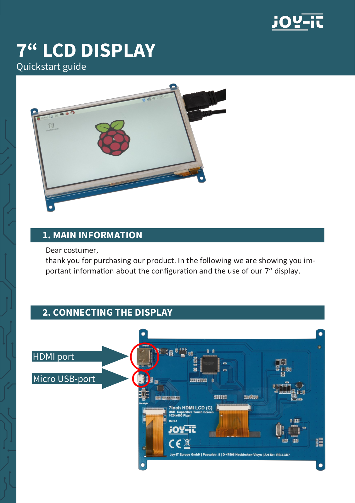 Joy-it RB-LCD7.2 Quickstart guide