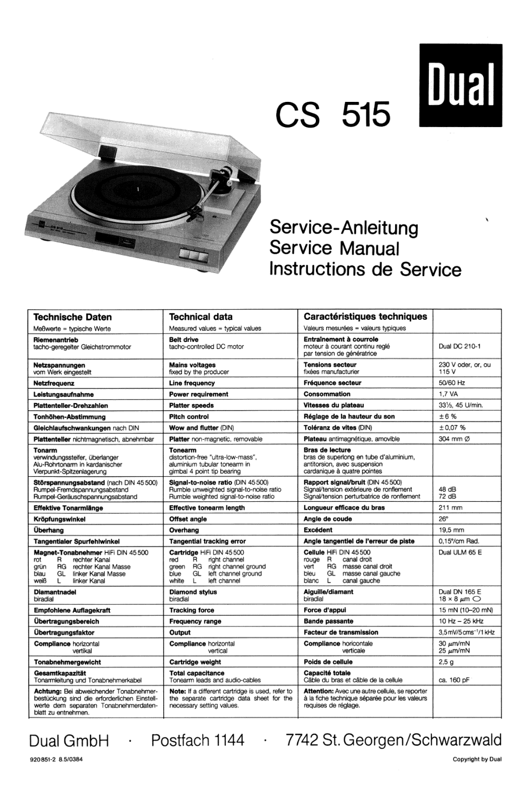 Dual CS-515 Service manual