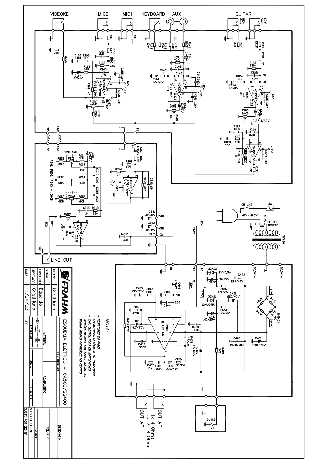 FRAHM SS 400 Schematic