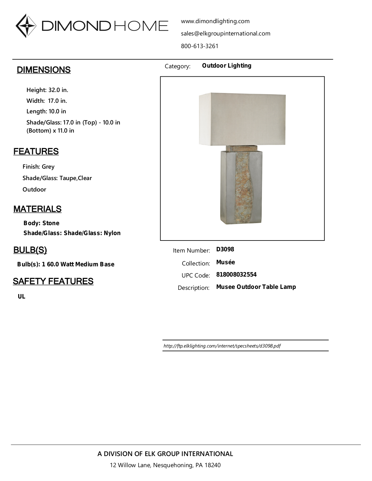 ELK Home D3098 User Manual