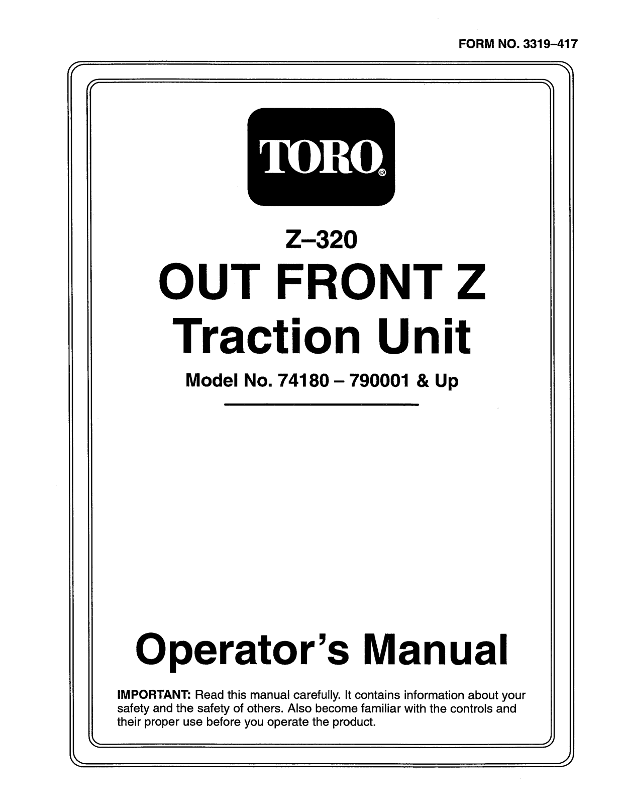 Toro 74180 Operator's Manual