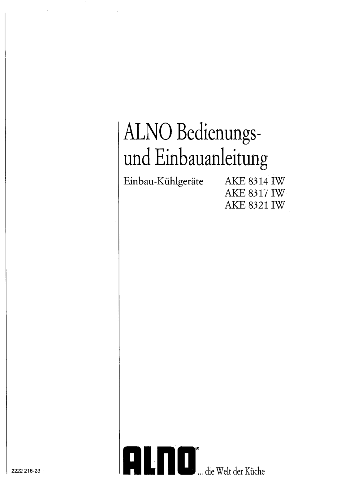 ALNO ake8314iw, ake8317iw, ake8321iw Operating Manual