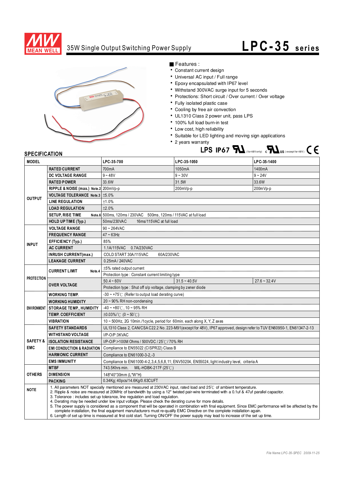 MEANWELL MW LPC-35-700 Datasheet - ManualMachine.com