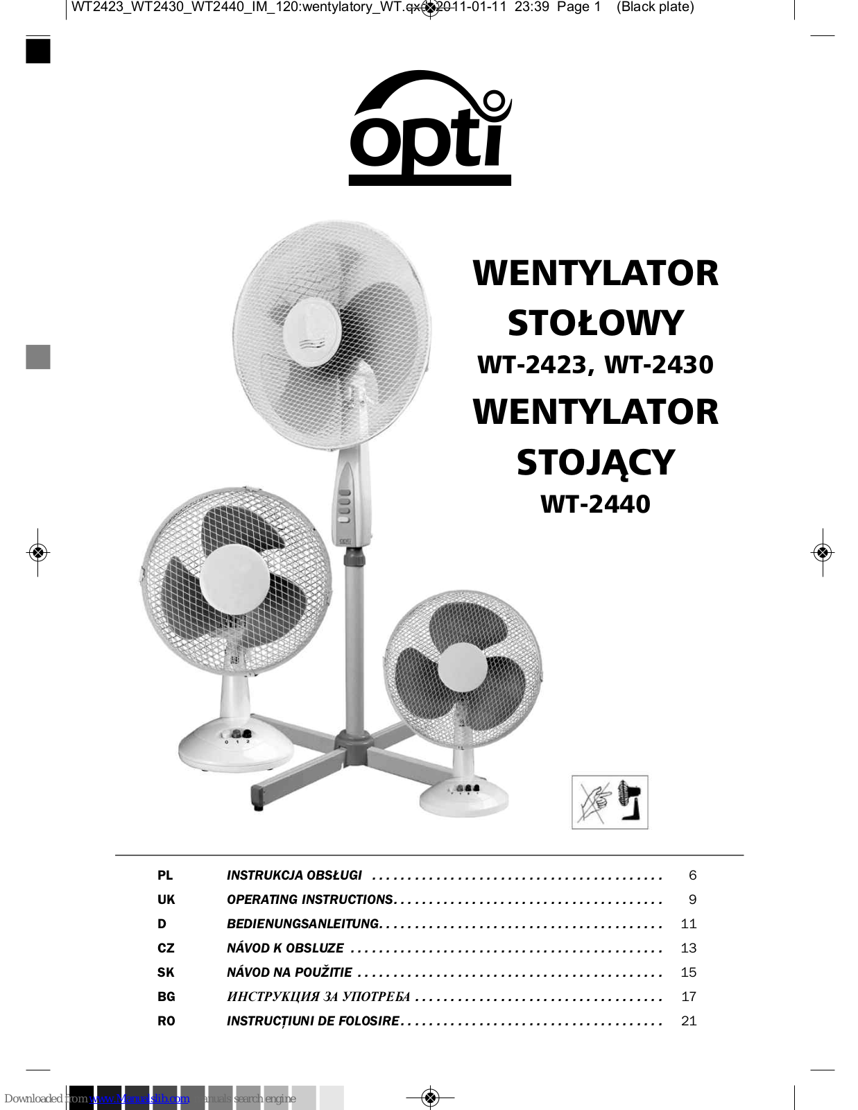 OPTi WT-2423, WT-2440, WT-2430 Operating Instructions Manual