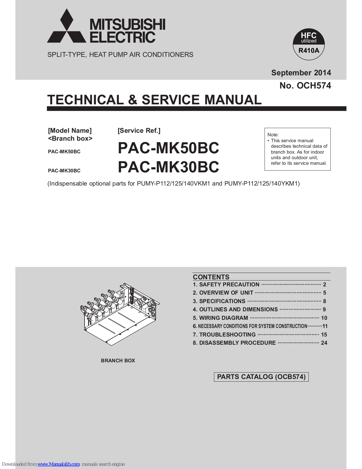 Mitsubishi Electric PAC-MK50BC, PAC-MK30BC Service Manual