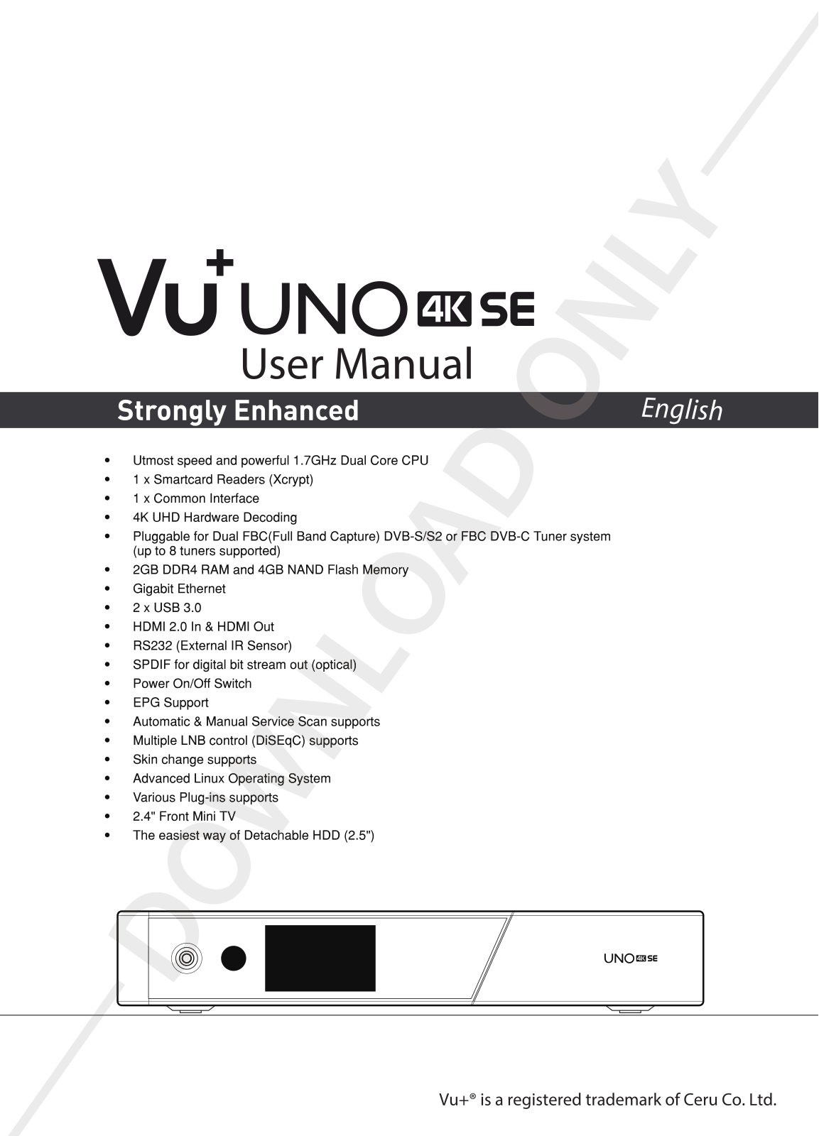 VU+ UNO 4K SE User Manual