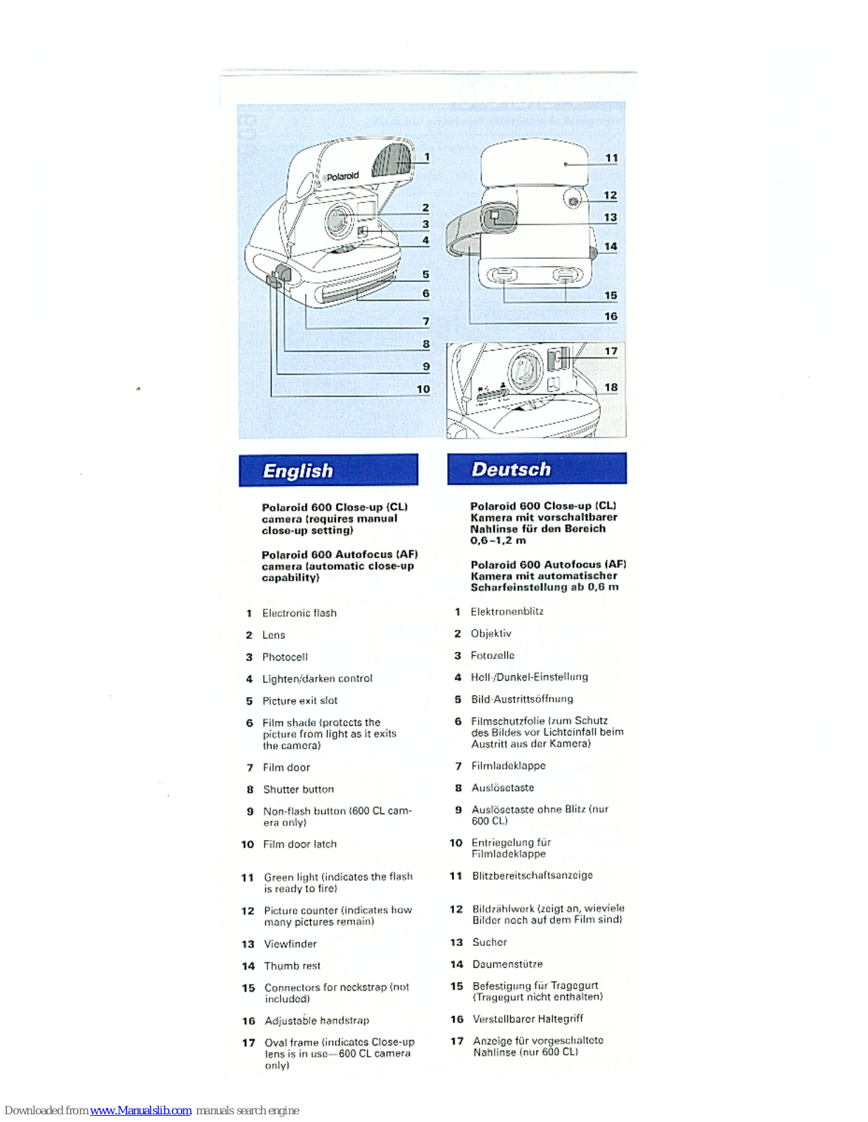 Polaroid 600 Close-up, 600 Autofocus Instruction Manual