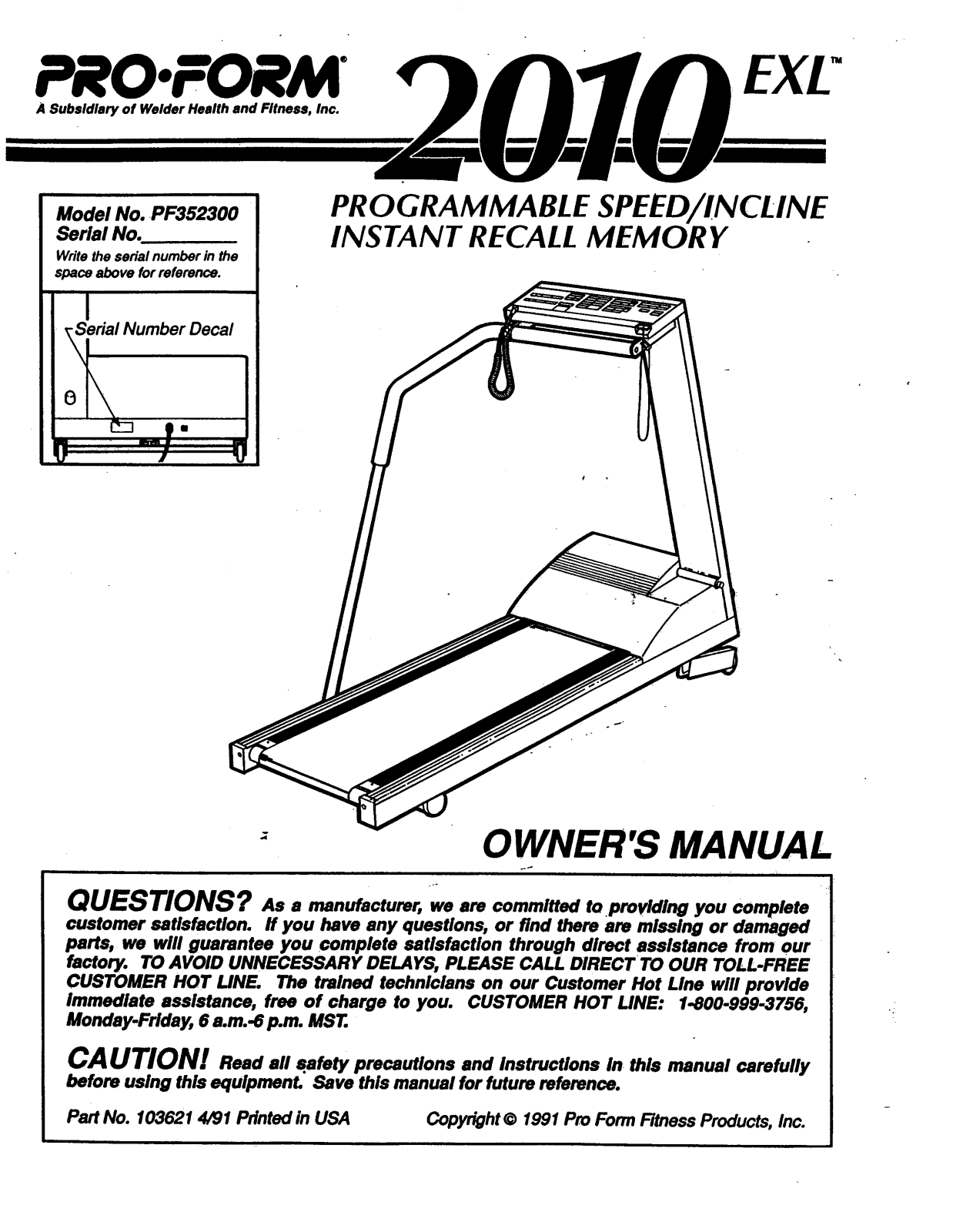 ProForm PF352300 User Manual