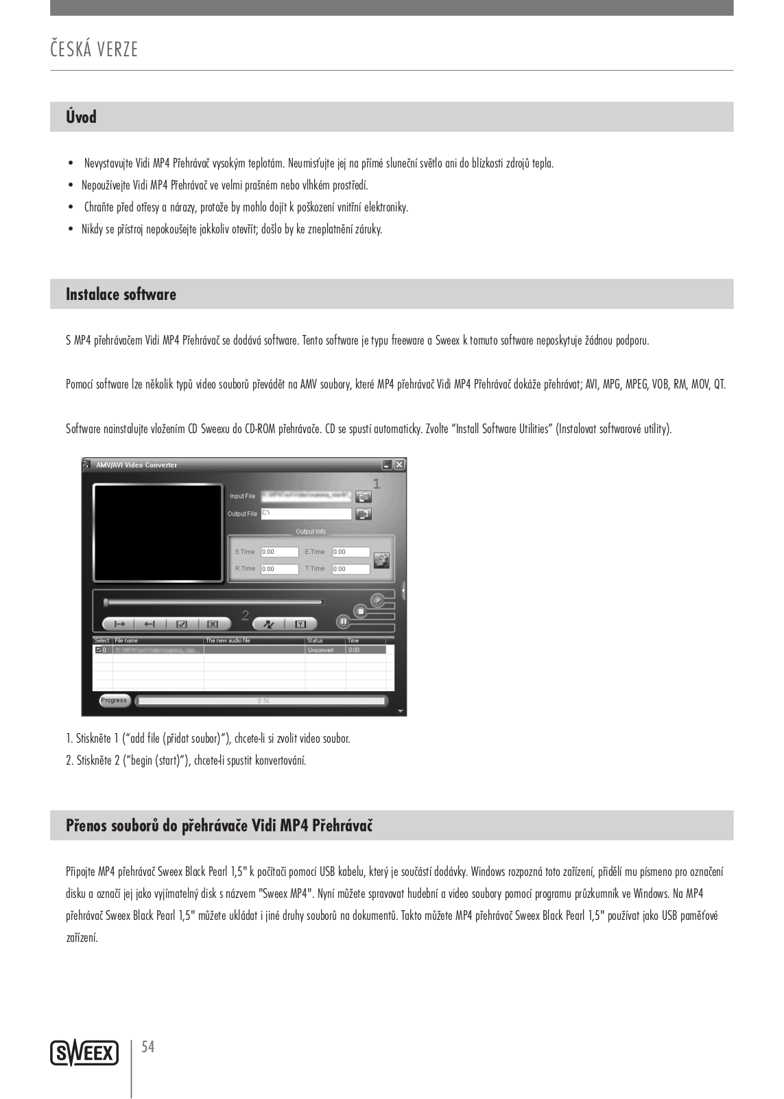 Sweex MP474 QUICK START GUIDE