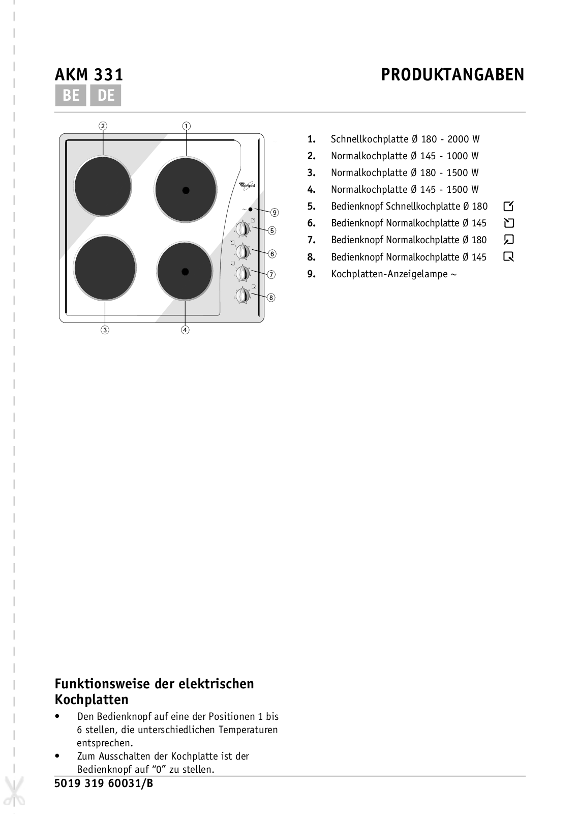 Whirlpool AKM331/IX, AKM331/TF, AKM331/NB, AKM331/WH User Manual