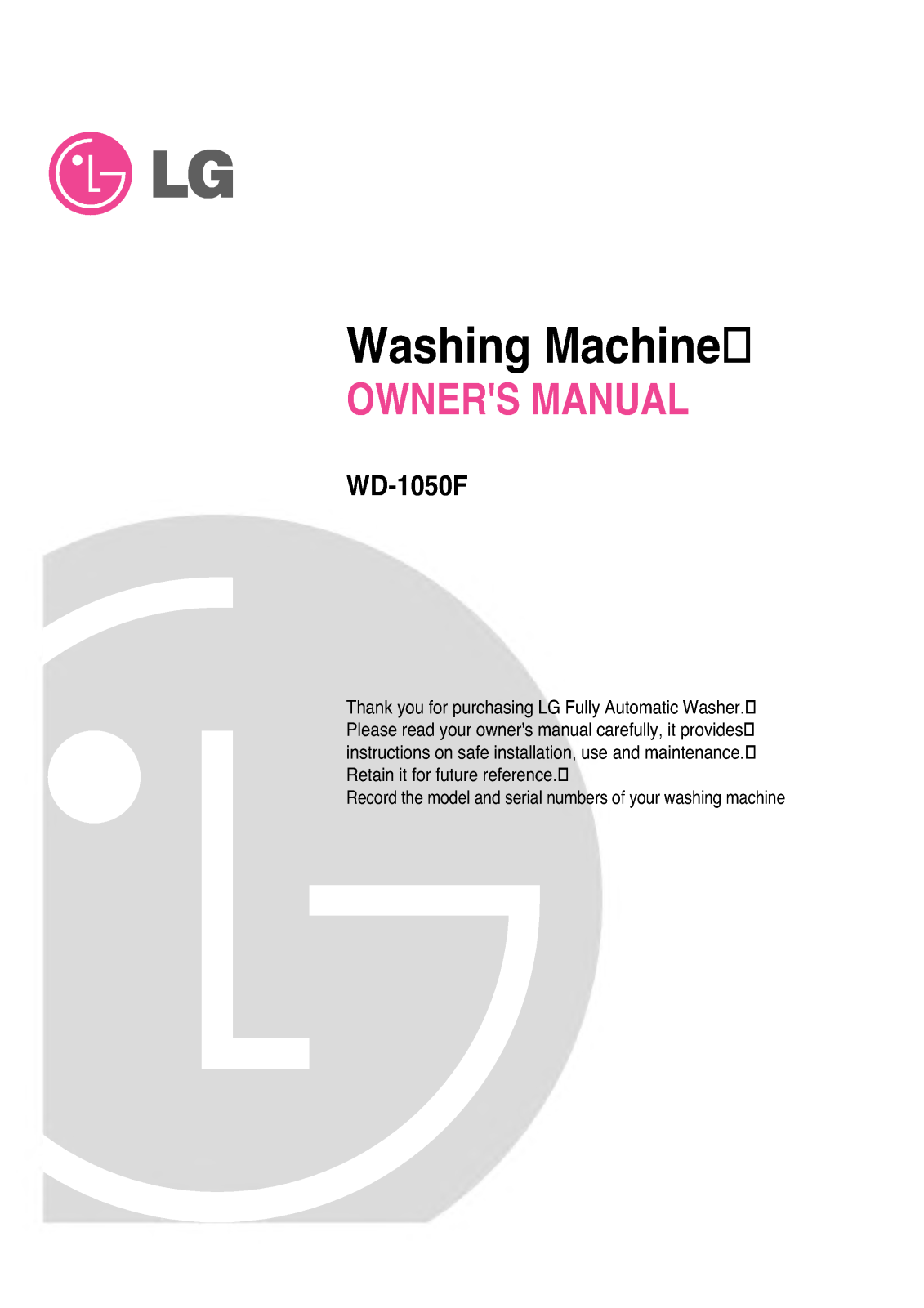 LG WD-1055F, WD-1050F User Manual