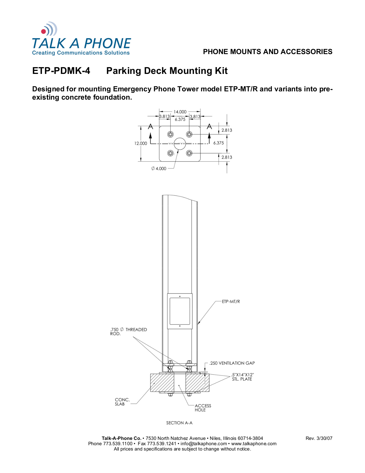 Talkaphone ETP-PDMK-4 User Manual