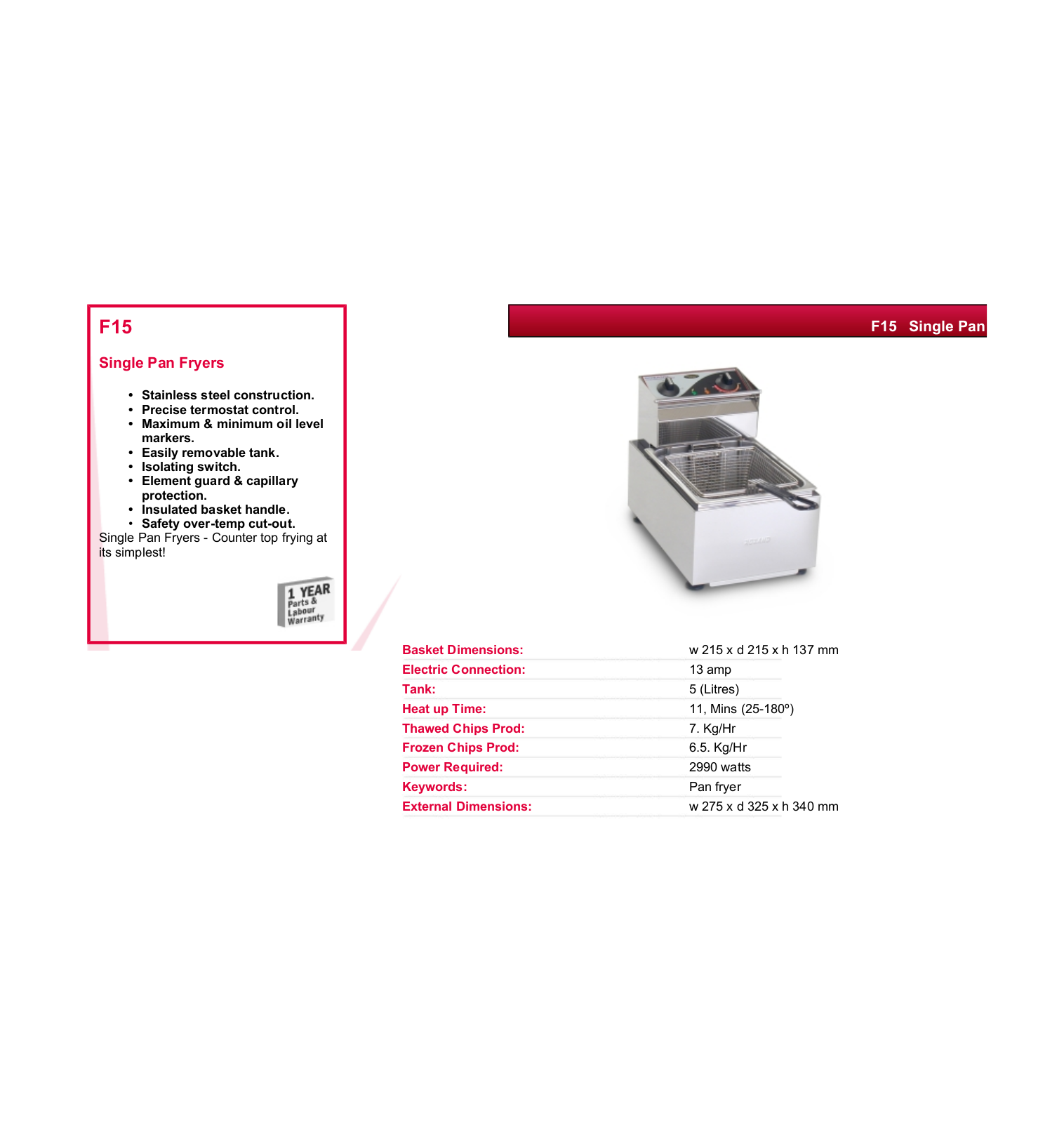 Valera F15 DATASHEET