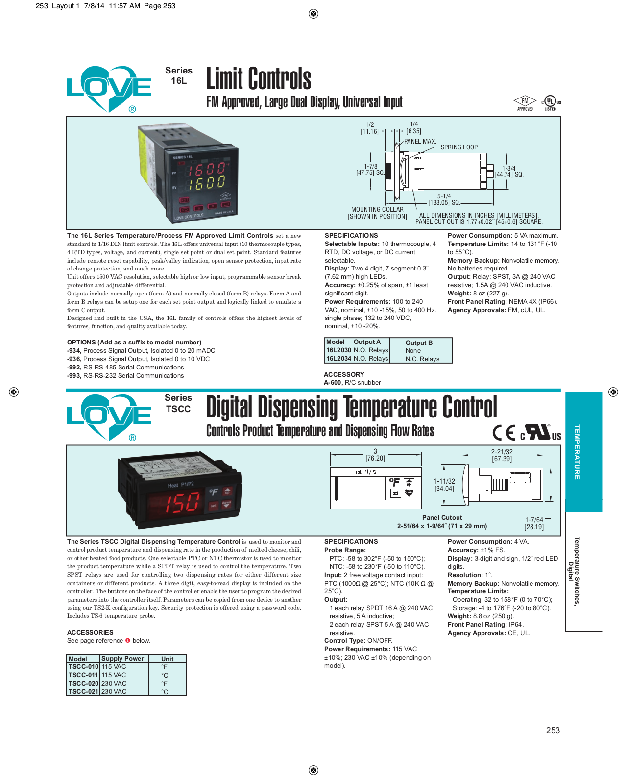 Dwyer Instruments SERIES TSCC Catalog Page