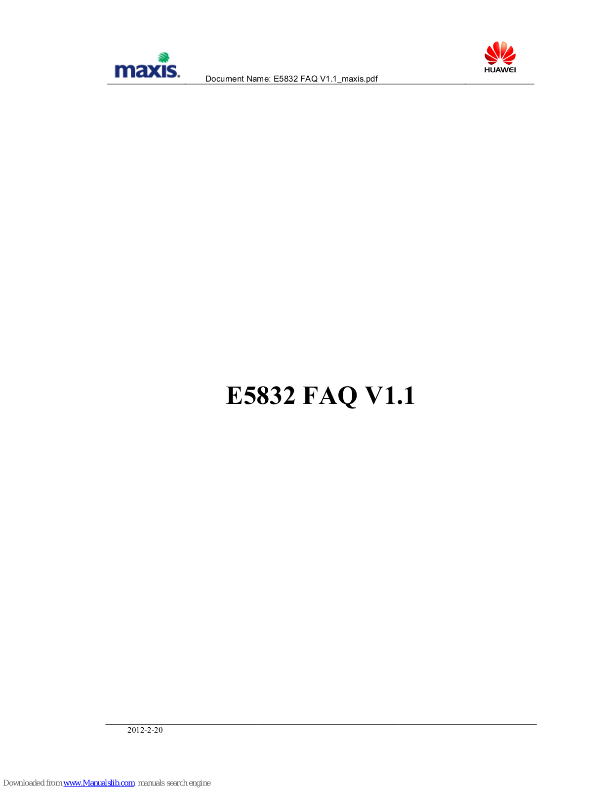 Huawei Maxis E5832 Faq - ManualMachine.com