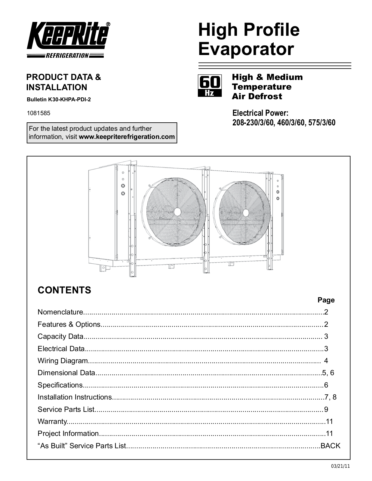 Keeprite KHP073HA-T4A Installation  Manual