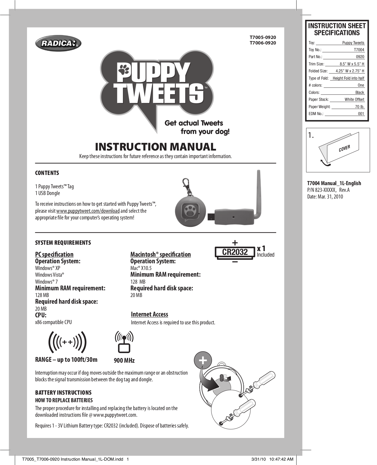 Mattel Asia Pacific Sourcing T7004D1, T7004T1 User Manual