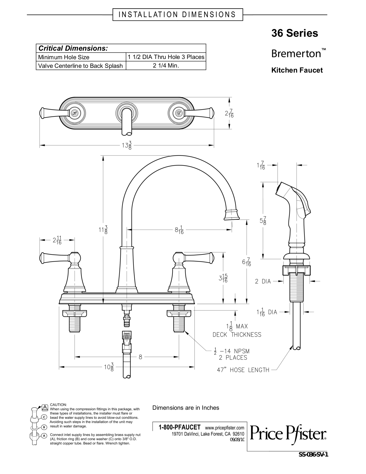 Pfister F-036-4SVS User Manual