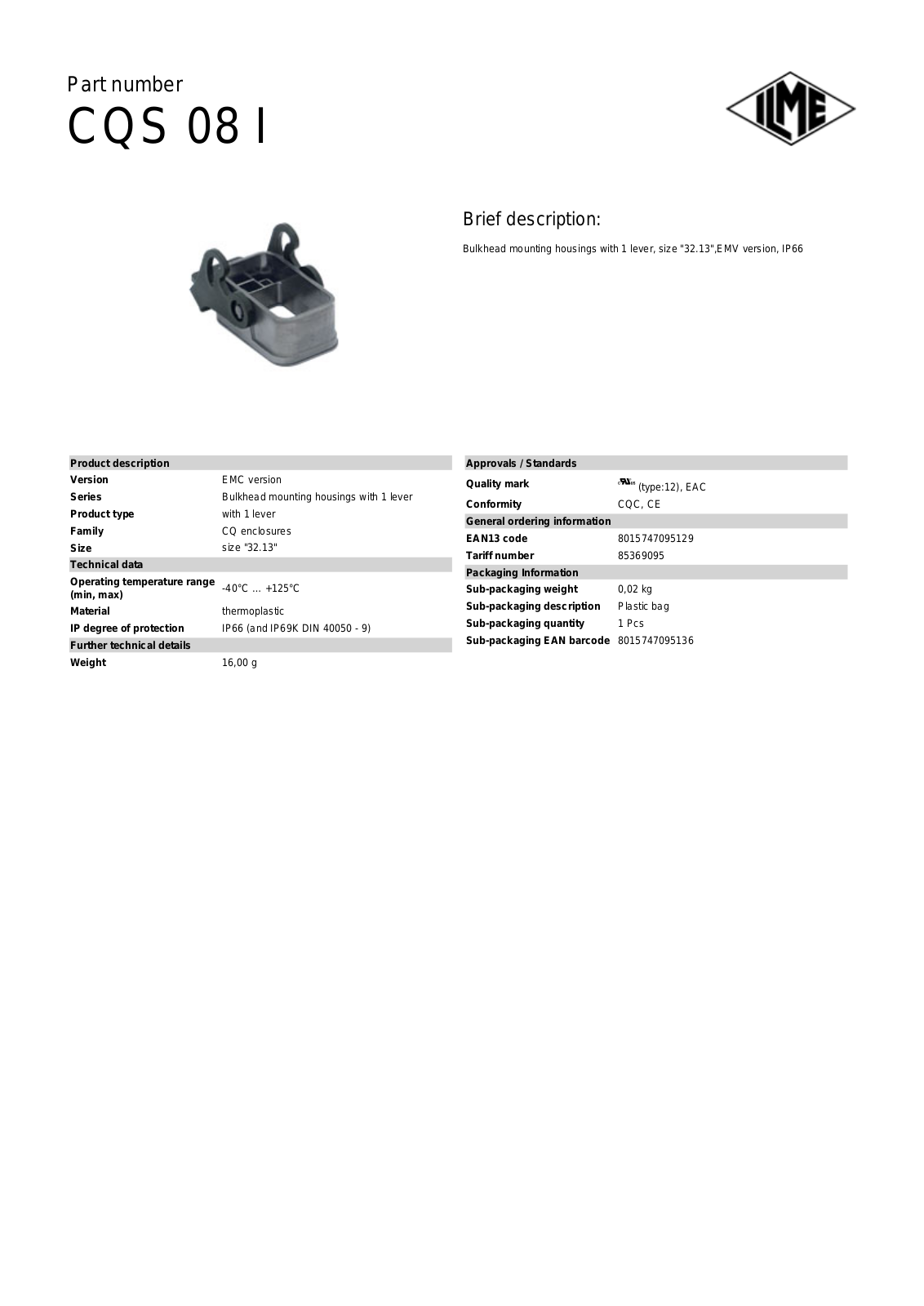 ILME CQS-08I Data Sheet