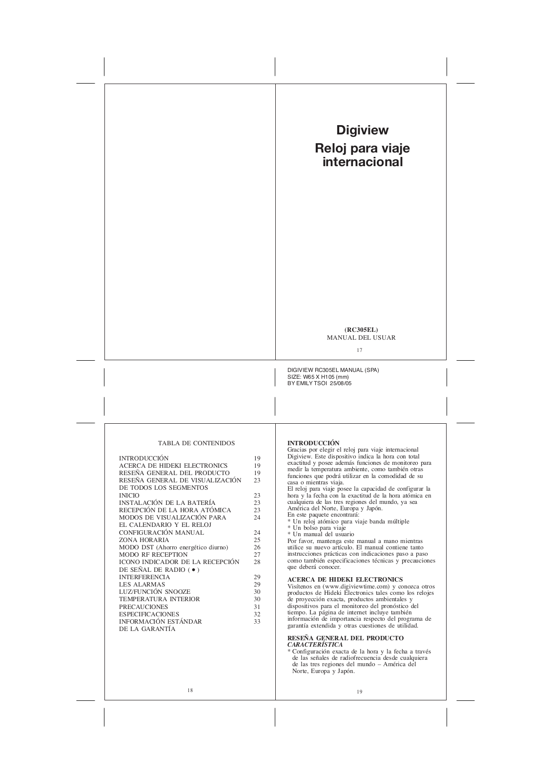 Digiview RC305EL User Manual