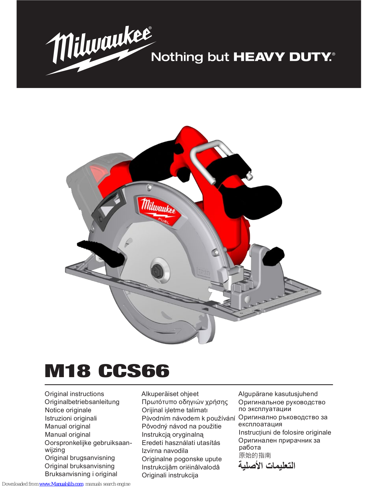 Milwaukee M18 CCS66 Original Instructions Manual