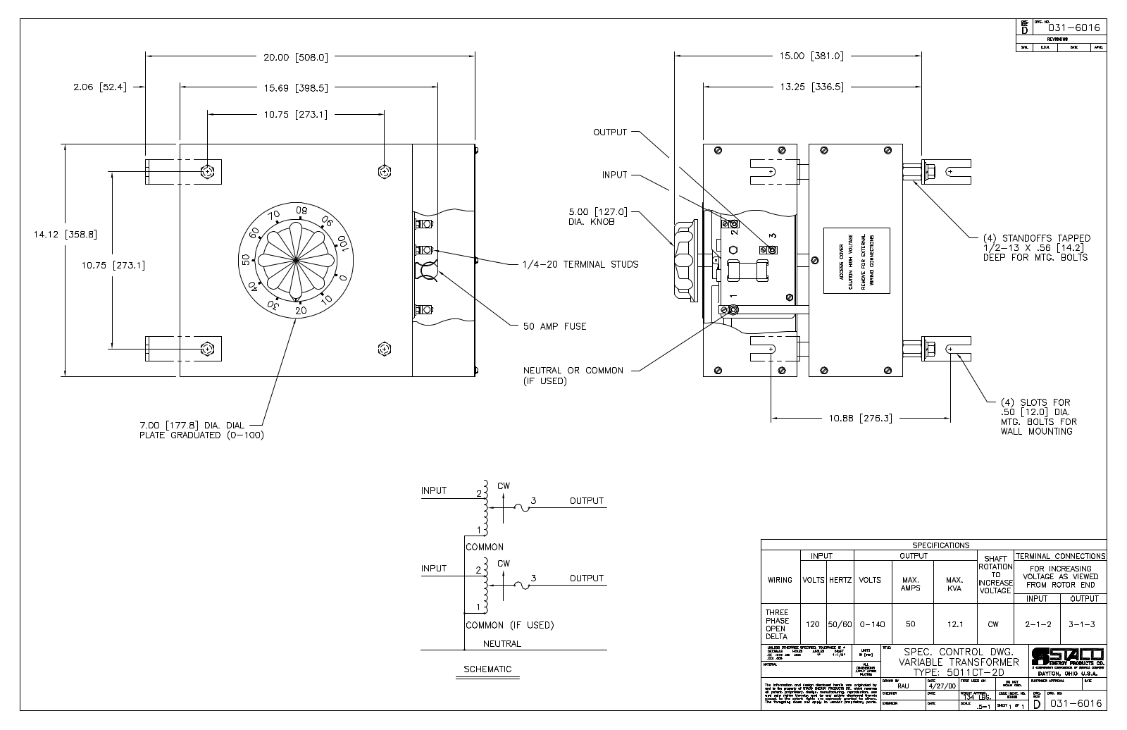 Staco Energy 5011CT-2D Dimensional Sheet - ManualMachine.com