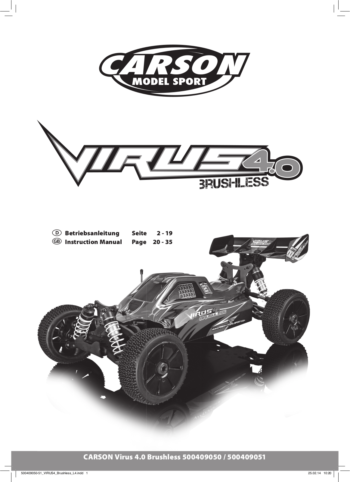 Carson Modellsport Virus 4.0 Brushless Instruction Manual