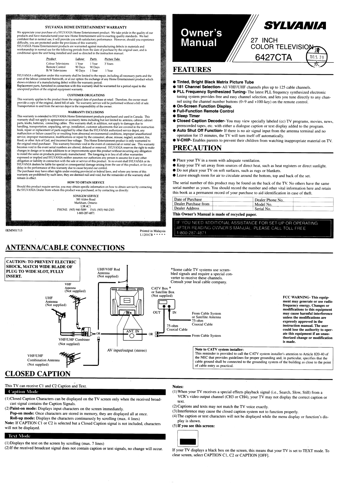 Sylvania 6427CTA User Manual