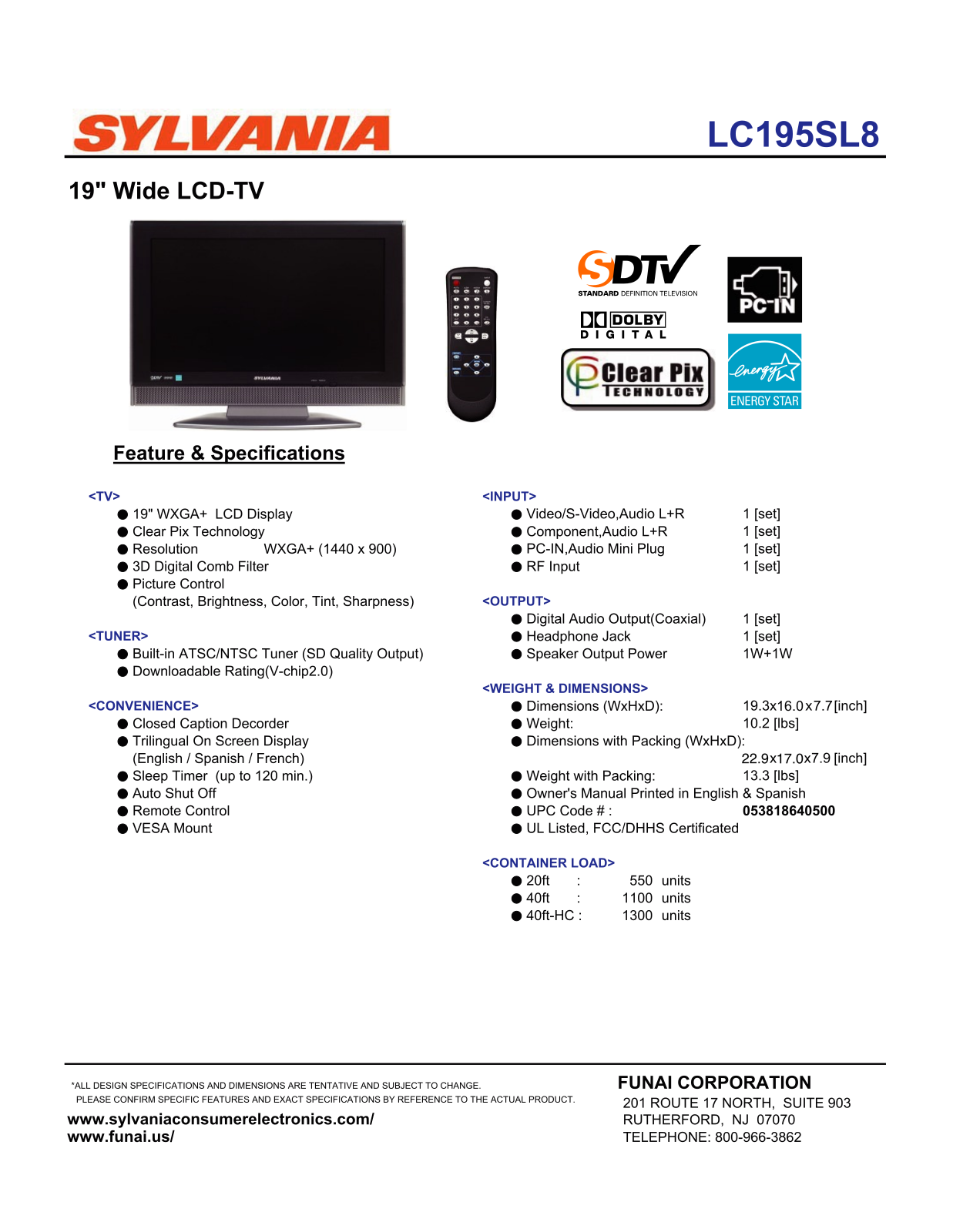 Sylvania LC195SL8 User Manual